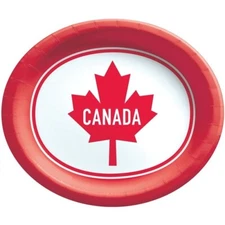 Canadian Classic 12-inch Oval Plates Paper 8 Per Pack 10" x 12" Party Tableware