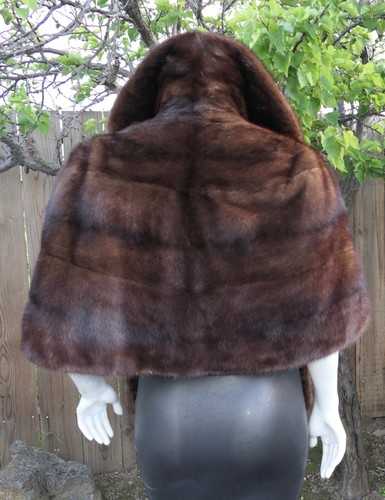 Luxury Real Brown Mahogany Ranch Mink Fur Stole Shawl Cape Formal Wedding Bridal - Picture 15 of 19