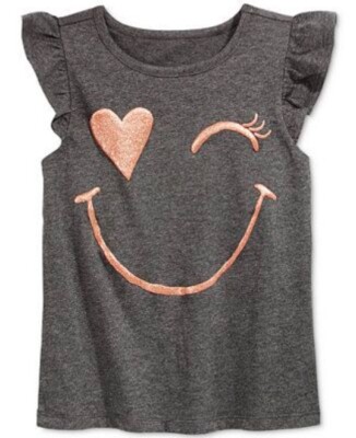 Epic Threads Little Girls' Flutter-Sleeve T-Shirt Wink Face Smiles All Around