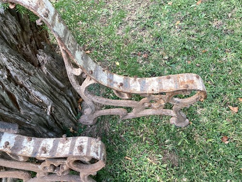 LOT OF 2 ANTIQUE CAST IRON 19th CENTURY GARDEN BENCH END SIDE SUPPORT - Picture 4 of 14