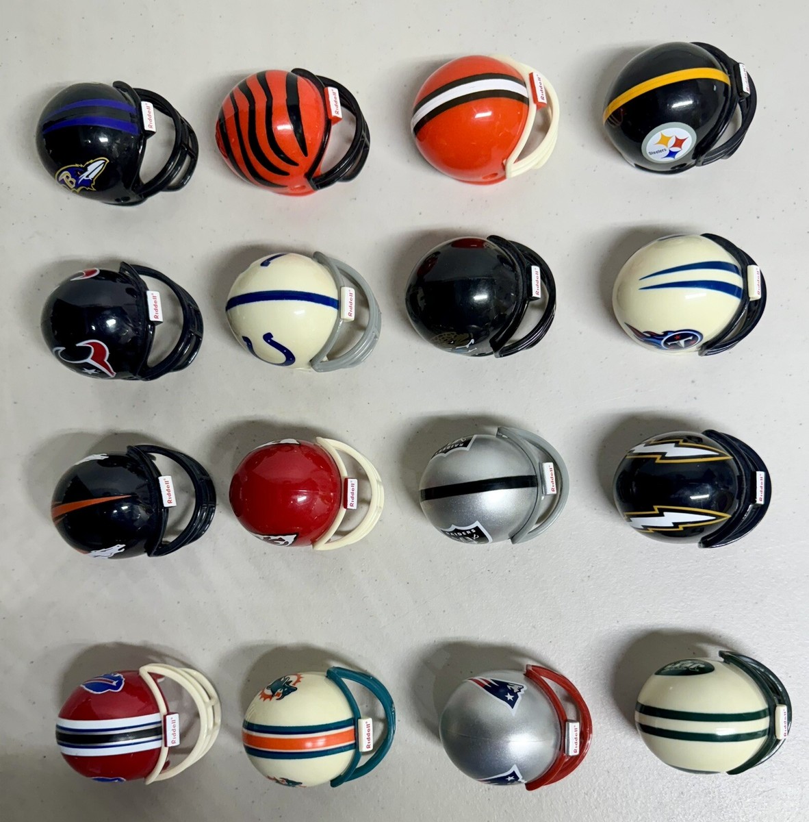 Lot Of 16 NFL Pro Mini Football Helmets Complete AFC