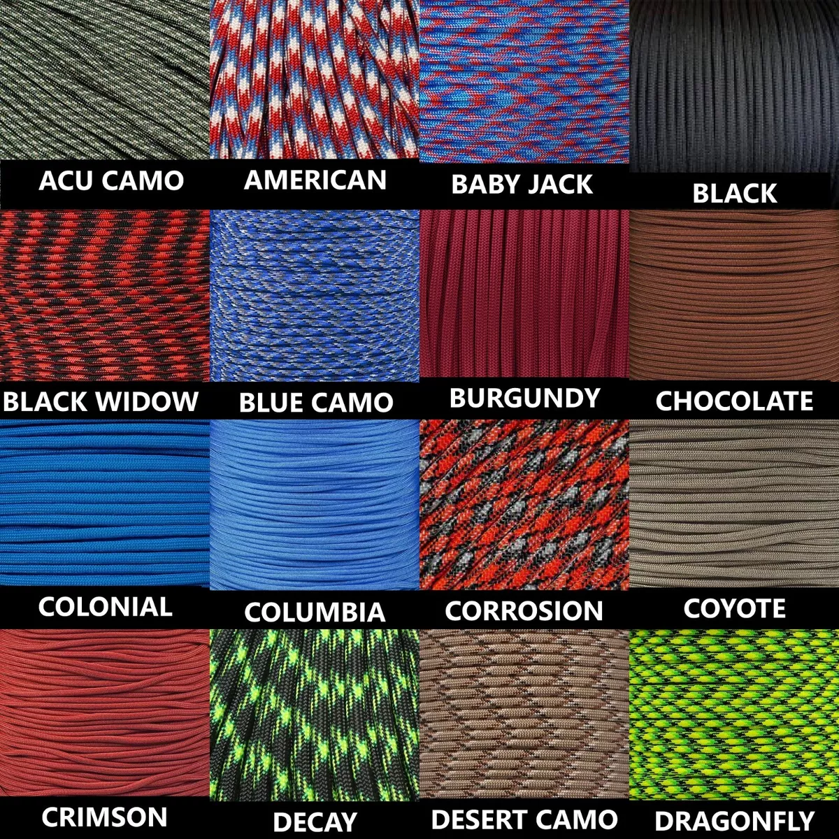 550 Paracord Type III Parachute Cord 7 Strand 10ft~20ft~50ft~100ft FREE  Buckles!