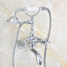 Wall-Adjusts From 3-3/8" Chrome Bathroom Tub Faucet Set Hand Shower Tap 2qg407