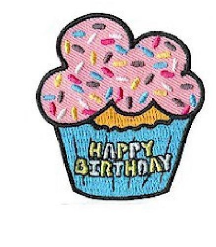 Girl Boy Cub HAPPY BIRTHDAY cupcake treat Fun Patches  Badge SCOUTS GUIDE Party