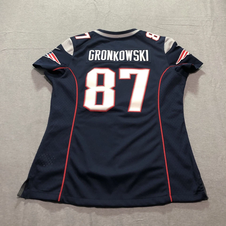 Camiseta para mujer NFL New England Patriots Gronkowski #87 grande manga corta azul Foto 4 de 4