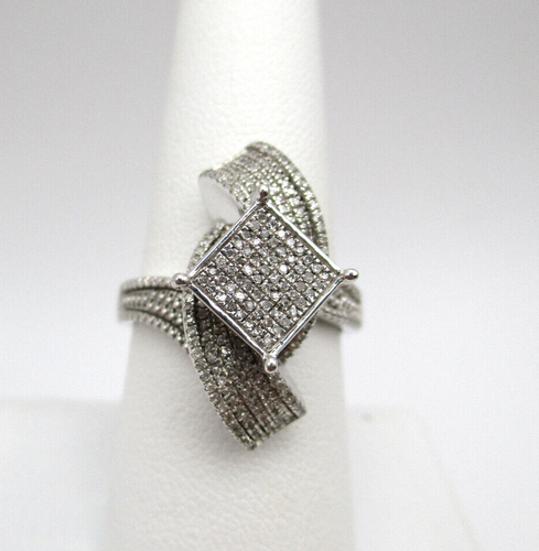 Sterling Silver 300 Genuine Diamond Tiered Cocktail Ring Size 8 [R306 ...