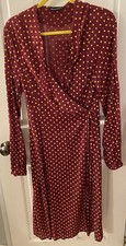 NEW Pretty Little Thing Women's Size 12 Burgundy Wrap Dress Cotton Blend