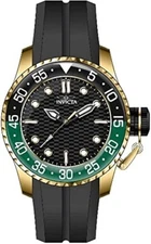 Invicta Pro Diver Black Dial Green-Black Bezel Men's Silicone Watch 35661