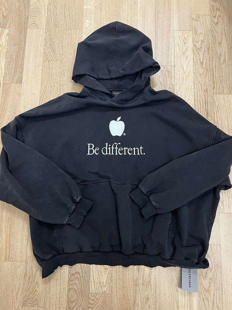 ramme mulighed Tegn et billede Balenciaga Unreleased FW2022 BE DIFFERENT APPLE LOGO EMBROIDERED HOODIE |  eBay