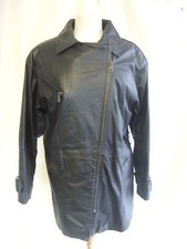 Ladies Coat - Avanti, Size M, Black, Leather, Zip Up, Missing It's Belt - 0336