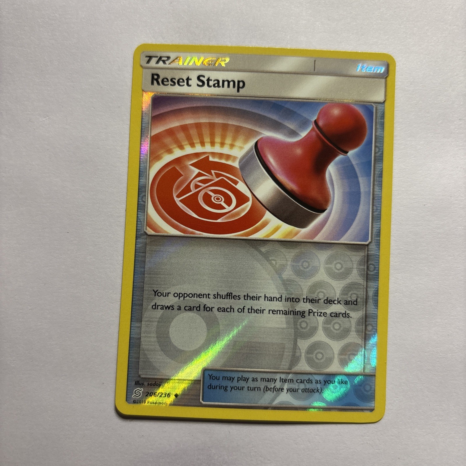 Reset Stamp #206/236 Pokemon SM - Unified Minds Reverse Holo