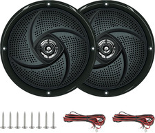 Black Marine Speakers 5.25 Inch - 2 Way Waterproof Low Profile Slim Style Outdoo