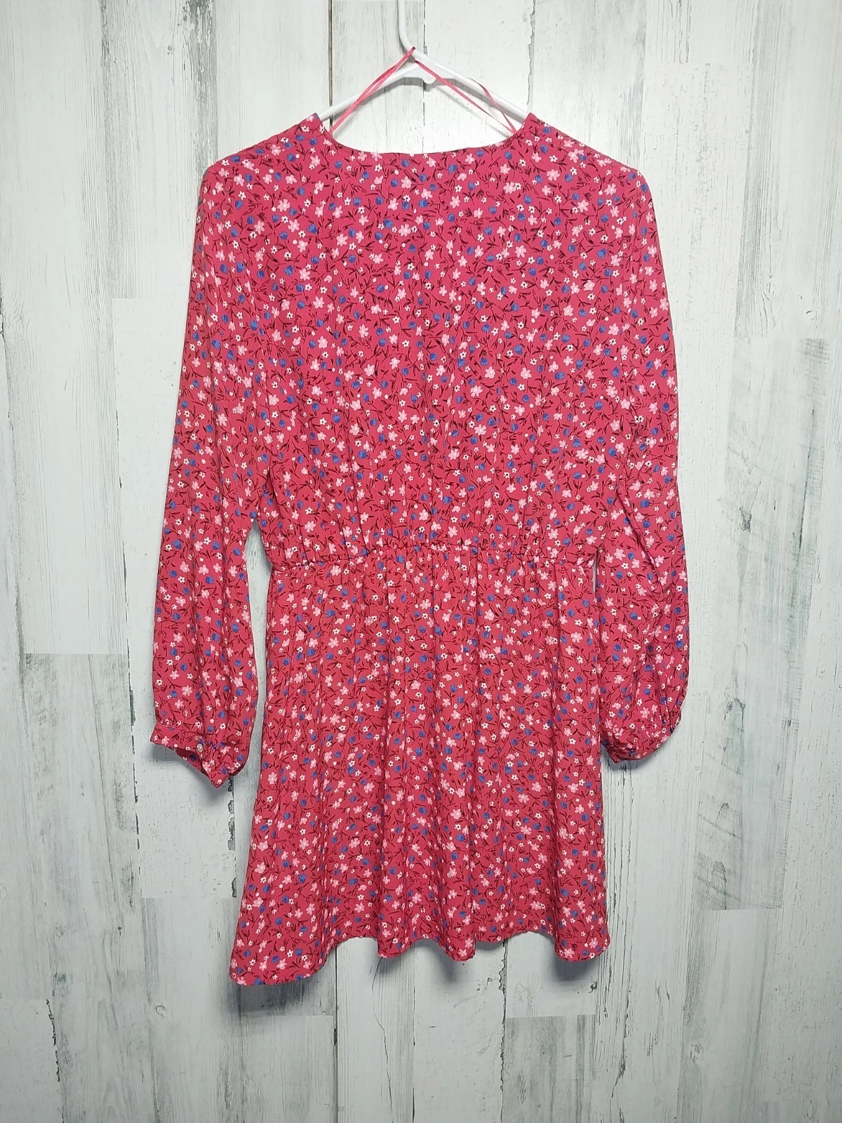 VALENTINO ZARA Vestito Donna Rosso Ditzy Stampa Floreale Scollo a V Maniche Lunghe Taglia Media