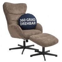 Ohrensessel Drehbarer Loungesessel Mit Hocker Lucito Braun Relaxsessel Armstuhl