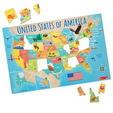 51 Piece USA Map Floor Puzzle Kids Large United States Geography Jigsaw Toy