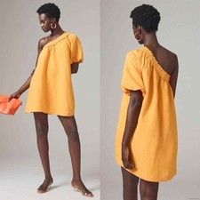 Anthropologie Mini Dress 3X Plus One Shoulder Summer Coverup Resort Orange Mango