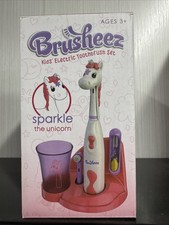 NEW. Brusheez Kids Electric Toothbrush Set. Sparkle Unicorn Ages 3 Storage Base