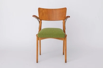 Vintage Armchair 1950s Germany, Beech Wood Chair, Restored & Reupholstered - Image 1 of 4