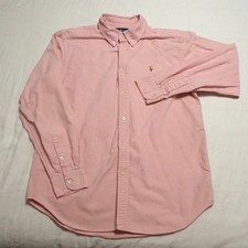 Ralph Lauren Boys Size 20 Long Sleeve Pink Oxford Button Down Shirt Flesh Pony