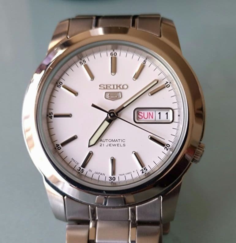 Stainless Steel Automatic Watch Dial White 5 SEIKO - vintagewatches.pk