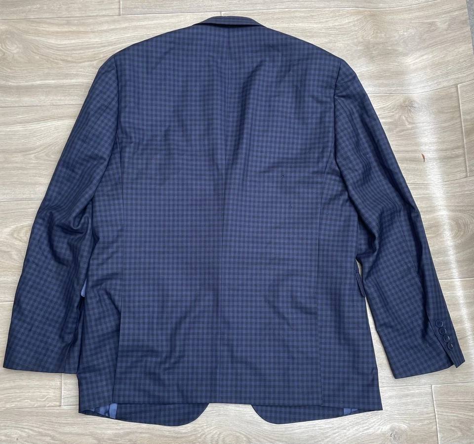 Enzo Tovare Blazer Mens 44R Blue Check Wool Sport Coat Two Button SEE PICS! - Image 4 of 4
