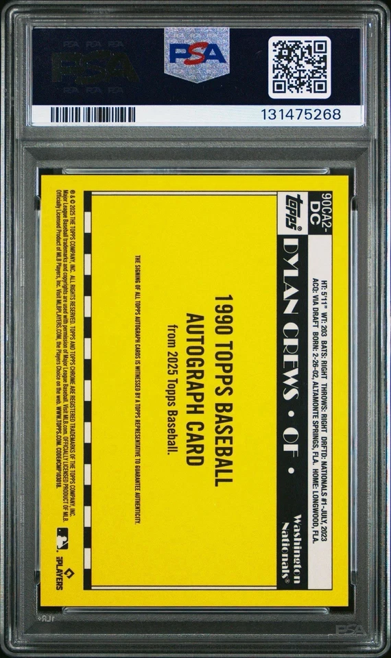 2025 Topps Silver Pack Dylan Crews Rookie Auto PSA 10 - Image 2 of 2