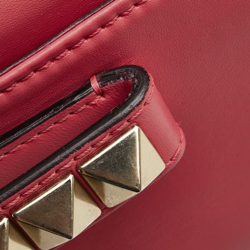 Valentino Rockstud Chain Shoulder Bag Leather Pink Women's Used Authentic thumbnail 4