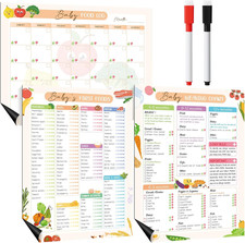 3 Pcs Baby'S First Food Tracker Magnet Weaning Chart 11"X14" Baby Food Log Check