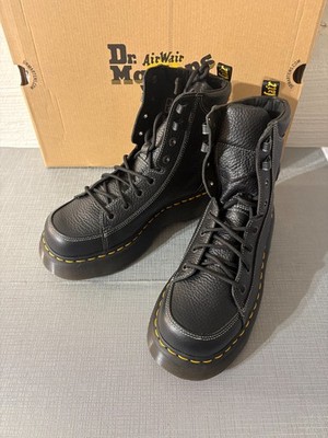 Black Milled Nappa ~ Dr. Martens Buzz 8-Eye Platform Boot MSRP$190
