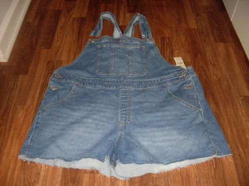 WOMENS NO BOUNDARIES STRETCH DENIM JEANS BIB OVERALL SHORTALLS SIZE XXL (20) NWT