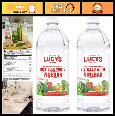 Natural Distilled White Vinegar 32 oz - Pack of 2 - 5% Acidity, All-Purpose Clea