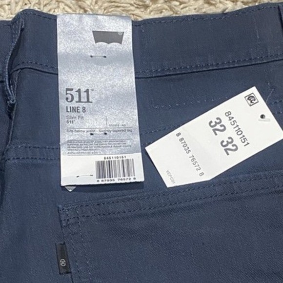 New Levi's 511 Slim Tapered Stretch Jeans 32x32 Blue Line 8