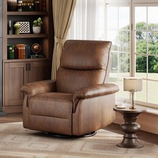 Manual Recliner Chair for Adults, PU Leather Rocker Recliner w/ Padded Armrests