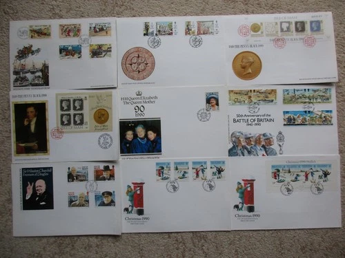 ISLE OF MAN - 1990 YEAR COLLECTION COMPLETE, 9 FIRST DAY COVERS, CAT £38+ INCL