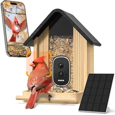 Bird Feeder with Camera, Smart Bamboo Bird Feeder, 2.5K UHD AI Identification...