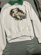 VTG Bear Sweatshirt M Christmas Graphic Made USA Holiday 80s Crewneck Collar