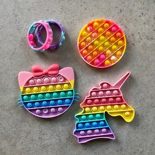 Pop It Fidget Sensory Toys and Bracelets Bundle Rainbow Tie Dye