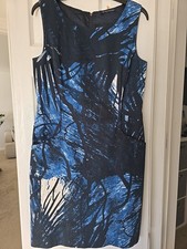 Elie Tahari Sheath Blue & Black Size 8 Knee Length Pockets Career Dress 