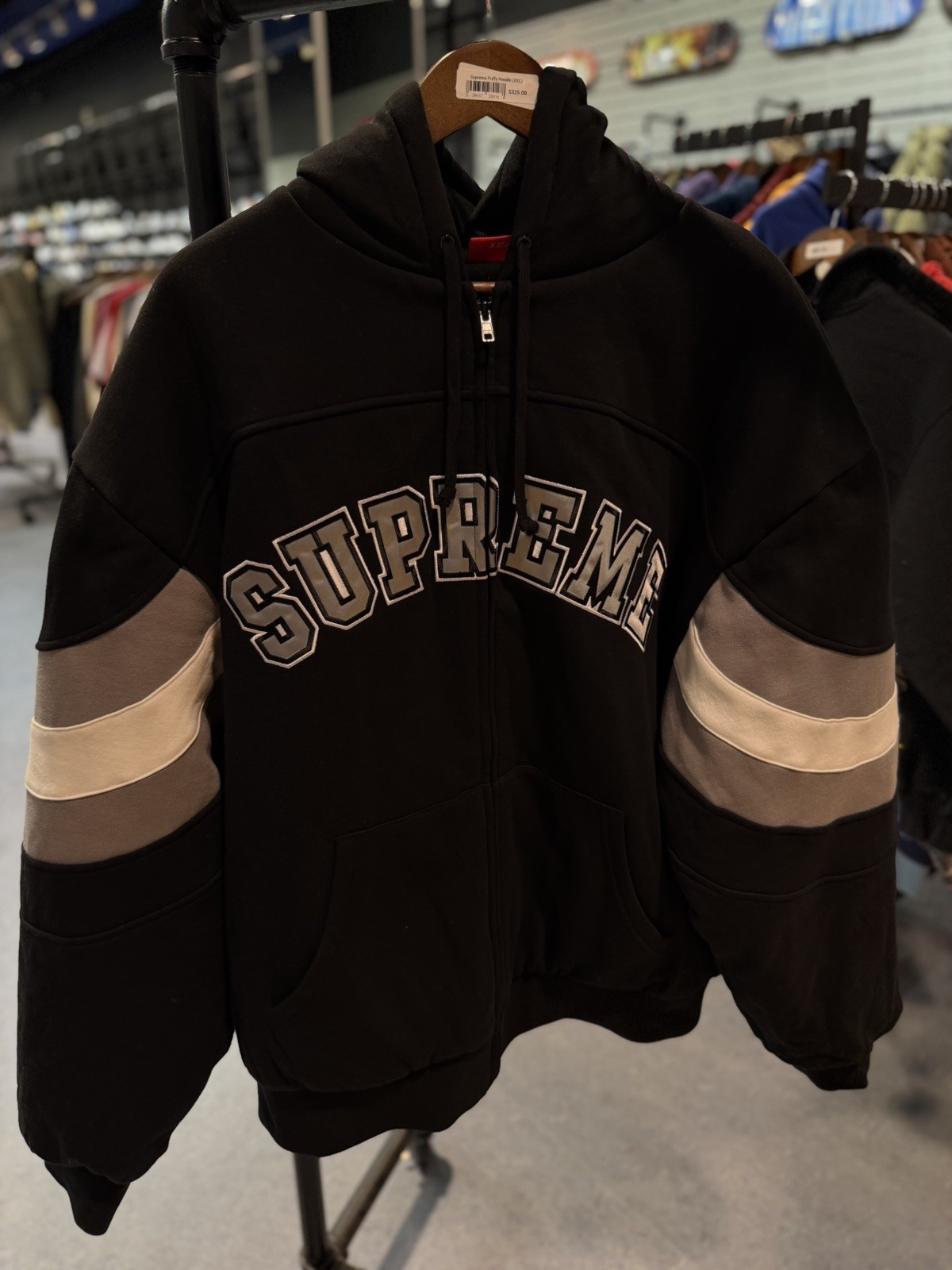 Supreme Filled Zip Up Hooded Sweatshirt Black Size XXL Brand New 2026 Rare image 3