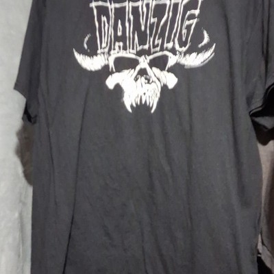 Hanes ComfortSoft Danzig Skull Graphic Black Cotton Crew Neck Tee Men's M
