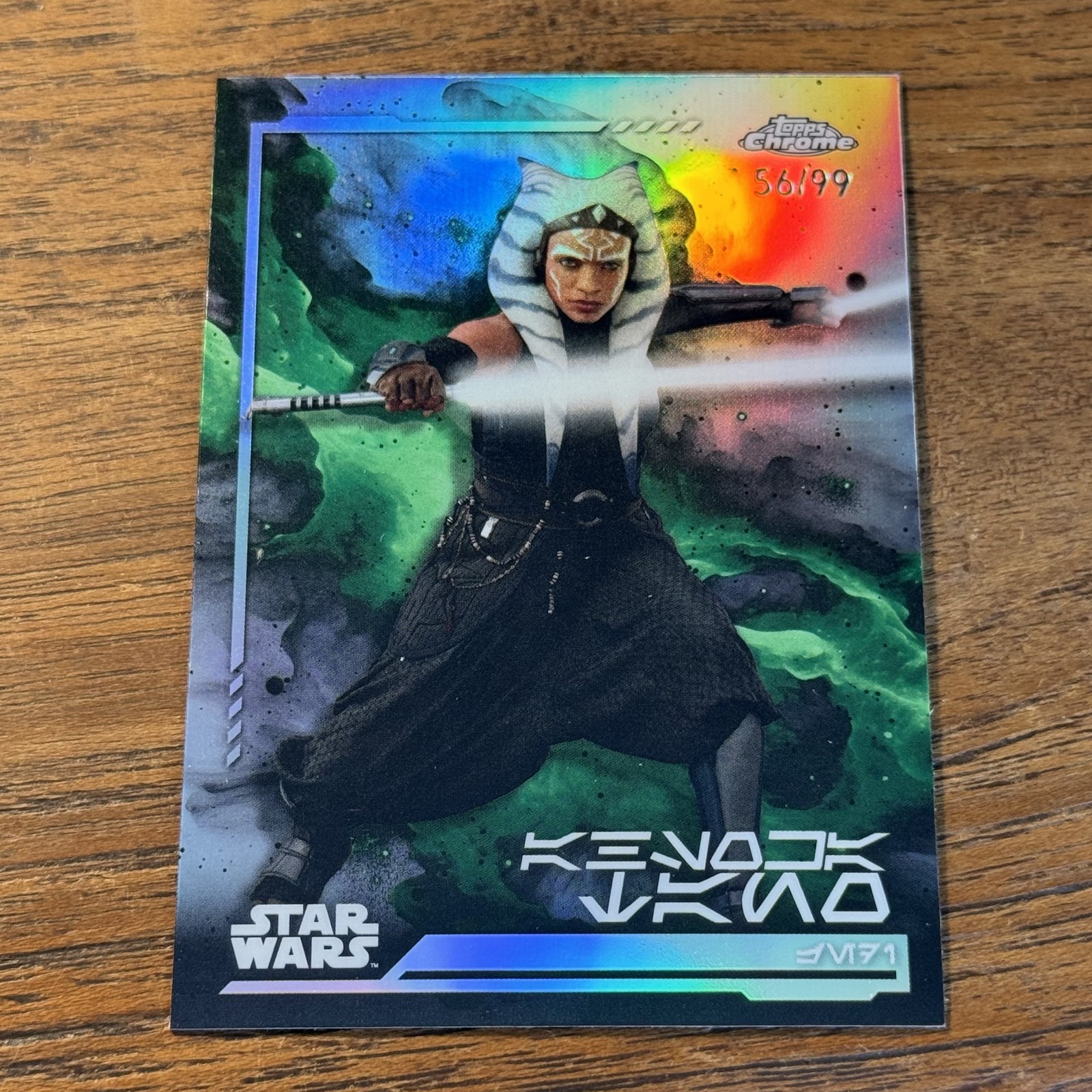 Ahsoka Tano 2024 Topps Chrome Star Wars AUREBESH 56/99 Refractor Variation #AV-1
