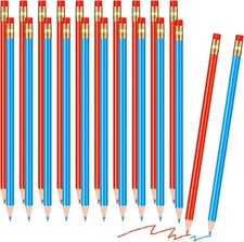 20 Pack Red and Blue Checking Pencils Colored Erasable Pencil Pre Sharpened 10