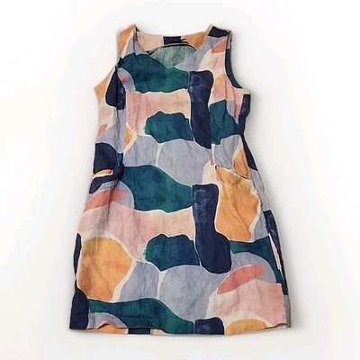 Charlie B Linen Sleeveless Shift Sundress Womens size Medium Multicolor R1  | eBay