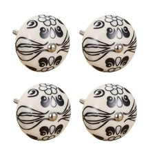 Eledabra Set of 4 Black  White Vintage Ceramic Knobs  Stylish Modern Drawer...