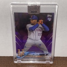 2018 Topps Clearly Authentic Purple Rookie Auto Dominic Smith Braves 01/10