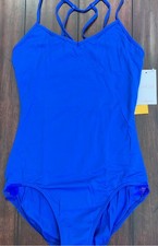 NWT Capezio MC819W Blue Strappy Back Large Adult Ballet Dance Leotard