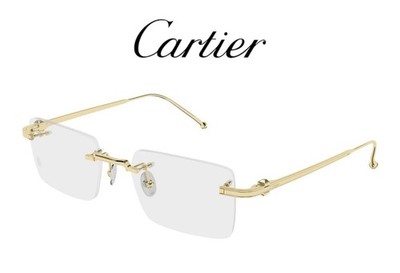 Cartier CT0619O 001 Titan Gold Randlos 52mm Brille Original 