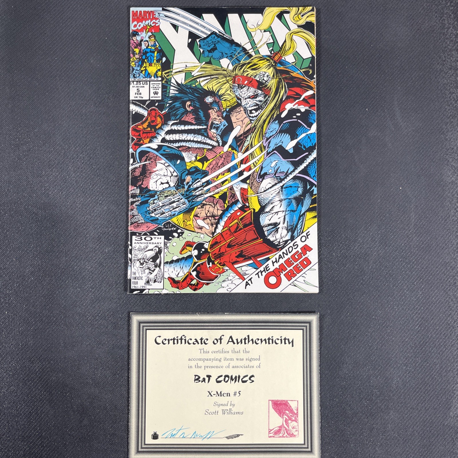 X-Men #5 1er Omega Rojo Completo Firmado por Scott Williams (1992 Marvel Comics)