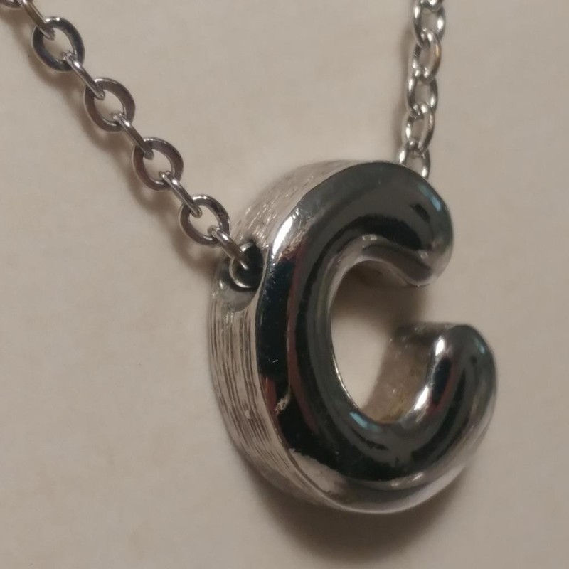 Sarah Coventry Signed Letter C Pin Pendant Necklace Combo Silver Cable Chain 18"