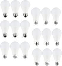 Sunlite LED A19 Light Bulbs 9W 60W Equals Frost 65K-Daylight 18Pack